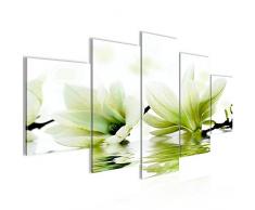 Tableau decoration murale Fleurs Magnolia 200 x 100 cm - XXL Impression sur Toile Salon Appartment 5 Parties - prÃªt Ã accrocher - 201851c