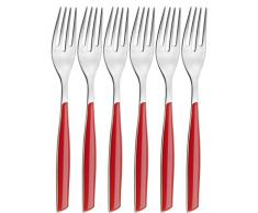 BUGATTI GL3U-021F05/6 Glamour MÃ©nagÃ¨re de 6 PiÃ¨ces Fourchette Dessert SAN/Acier Rouge 16 x 26 x 3 cm