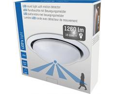 LEDs light 800503 Plafonnier LED avec détecteur de mouvement 15 W 1 200 lm Blanc chaud 3 000 K IP20