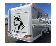 TATOUTEX Stickers Chien Husky - Noir, L 40cm x H 48cm