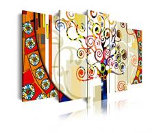 Dekoarte 244 - Tableau moderne sur toile montÃ© sur cadre en bois 5 piÃ¨ces XXL, style abstrait arbre de la vie Gustave Klimt en couleurs, 200x100cm