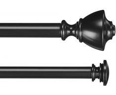 AmazonBasics Tringle à rideau double avec embouts urne 2,54 cm, de 0,9 à 1,83 m, Noir