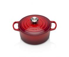 Le Creuset, Cocotte Signature en Fonte ÃmaillÃ©e avec Couvercle, Ã 18 cm, Ronde, Compatible avec Toutes Sources de Chaleur (Induction Incluse), CapacitÃ© : 1.8 L, 2.572 kg, Cerise