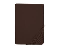 Biberna 77866/549/388 Drap Housse en Jersey Stretch pour un Lit Marron Foncé 120 x 200 cm à 130 x 220 cm