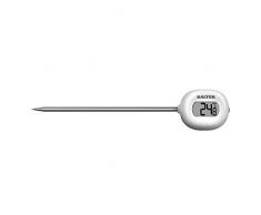 Thermomètre de cuisine numérique Salter, sonde pratique à lecture instantanée pour viande, cuisson, barbecue, confiserie, confiture, confection, précision de 0,1 degré, 15 ans - argent / blanc