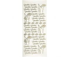 Creativ Company Autocollants, Feuille 10x23 cm, Or, Grattis, 5 Feuille