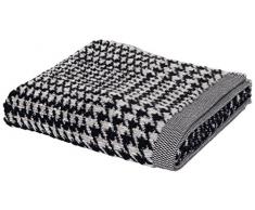 MÃVE Brooklyn Serviette de Bain Glencheck 80 x 150 cm, FabriquÃ© en Allemagne, 85 % coton / 10 % viscose en pulpe de bambou / 5 % lin, Nature / Black (Noir)