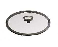 STONELINE 16619Â Imagination Couvercle en Verre avec Bord en Silicone avec Fonction en Silicone Passoire 24Â cm, Verre, Transparent, 23.9Â x 23.9Â x 4,9Â cm