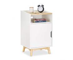 Relaxdays Table de nuit blanche, table chevet porte, table de lit, commode, nordique scandinave 74 x 43 x 40 cm, blanc