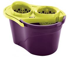 Mery 0350 Seau avec Double passoire écologique, Violet et Citron, 25,8 x 32,5 x 44 cm