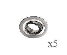 wonderlamp classic w-e000101Â Pack de spots encastrables ronds avec douille gU10, gris, 9.3Â x 2.5Â cm, lot de 5