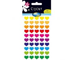 Maildor 560380C - Un sachet de gommettes 3D Cooky 1 planche 7,5x12cm, Coeurs multicolores (50 stickers)