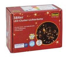 Idena 31807 Lot Cluster Guirlande lumineuse 384 LED pour intérieur et extérieur avec minuteur, plastique, vert/blanc chaud