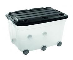 Sundis 7674052 Malle de Rangement, Plastique, Transparent/Noir, 59 x 39 x 36 cm