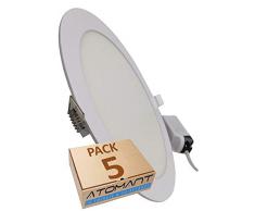 Pack 5x panneaux de spots à LED ronds et plats, 18W (Blanc froid 6500K), driver inclus, 18 W, froid, coupe standard. 1600 vrais lunenes!