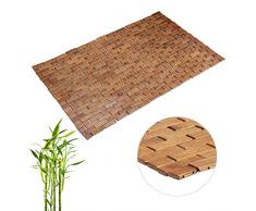 Relaxdays, Marron Tapis en Bambou Enroulable Anti-Glisse Hygiénique Résistant Humidité Sortie de Bain, 50x80cm, 50 x 80 cm