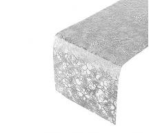 Chemins de table, motif en branches | pour mariages et dîners de haut standing | 30,5 x 274 cm | 12 pcs (Argent brillant)