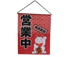 lachineuse Panneau Mural Japonais - Le Maneki Neko Porte Bonheur