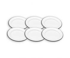 Kitchen Craft Living Nostalgia en Ã©mail Assiette de Petit-dÃ©jeuner, Blanc, 24Â cm, Lot de 6