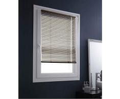 MADECOSTORE Store Vénitien Aluminium Easy Ficelle - L107 x H150cm - Mécanisme autobloquant - Lamelles 25mm - Sans perçage