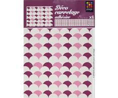plage 260550 Smooth â Tiles Stickers pour carrelage Les Pois, 6 décoratifs, Vinyle, Rose, 15 x 0,1 x 15 cm