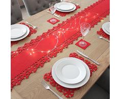 eBuyGB Lot de 4 Sets de Table en Tissu Motif Flocon de Neige Rouge