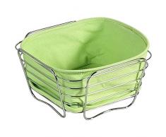 KESPER 90870 Panier de Pain et Fruits en Acier Inoxydable, Argent/Vert, 21 x 12 x 11 cm