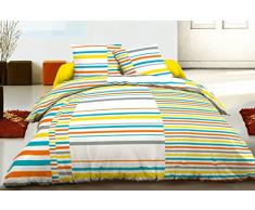 HOME LINGE PASSION Parure de Couette 3 PiÃ¨ces 220x240 cm, cm, 57 Fils Alternance, Coton, Orange