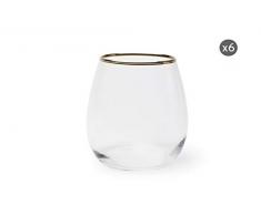Excelsa Gold Lot de 6 verres à eau, verre