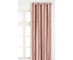 Linder 0536/16/81218/375FR Rideau Jacquard Edelweiss Ãcru Rouge Oeillets 135 x 260 cm