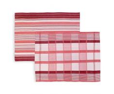 Soleil dOcre 712026 Paella Lot de 2 Torchons Jacquard Coton Rose 50 x 70 cm