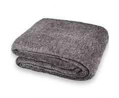 XL Sac de couverture à manches 170 x 200 cm + 50 cm pied | Extra Chaude et Confortable | Coral ärmeldecke en polaire de microfibre avec poche poitrine et poche pour téléphone portable Noir | Celin ATEX 5000017 Calgary Blanc/chiné,