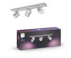 Philips Hue White & Color Ambiance Spot Argenta x3 Aluminium Compatible Bluetooth, Fonctionne avec Alexa