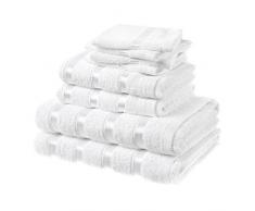 ASAB Lot de 8 Serviettes de Bain Super Douces en Flanelle pour Salle de Bain, 4 Petits Chiffons, 2 Grands draps de Bain, 100% Coton Moelleux, Blanc