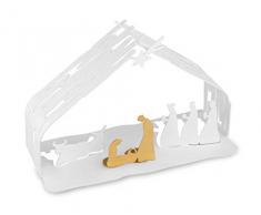 Alessi Bark Crib BM09 W - Reproduction Design de la Crèche en Acier Inoxydable avec Détails Dorés, Poli