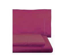 Home Royal - Parure de lit composÃ©e par 1 Drap Plat, 160 x 285 cm, 1 Drap Housse, 90 x 200 cm, 1 traversin, 45 x 110 cm, Couleur Fuchsia