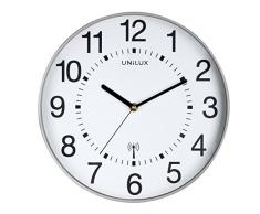 Unillux Wave Pendule de bureau Système Quartz Radio-pilotée et Lisible jusquà 35 m à 30 cm Gris métal