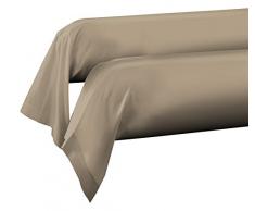 HOME LINGE PASSION Lot de 2 Taies de Traversin, Coton, Beige, 85x185 cm