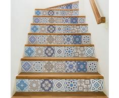 Stickers adhÃ©sifs escalier carrelages | Sticker Autocollant contremarche Carreaux de ciment â Stickers contremarche carrelages | Escalier carreaux de ciment adhÃ©sif - azulejos â 15 x 105 cm - 6 bandes