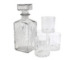 SAVEUR ET Degustation KV7190 Bouteille Whisky et 4 Verres, Transparent, 9 x 9 x 22,8 cm
