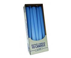 Cereria di Giorgio RisthÃ² Lot de 10 Bougies Coniques pour bougeoir, Cire, Bleu Ciel, 2,2 x 25 cm