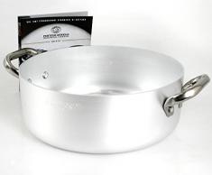Pentole Agnelli ALMA10626 Poêles en aluminium professionnelles 3 mm, casserole basse avec 2 poignées, 5,3 L