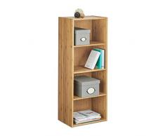Relaxdays Etagère de rangement bambou bibliothèque bureau salon salle de bain 4 niveaux HxlxP: 106 x 41,5 x29,5 cm horizontal ou vertical, nature