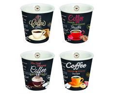 EASY LIFE 1016ICTT Coffret 4 GOBELETS A Cafe 10CL en Porcelaine, Multicouleur, 6, 5x6,5 cm