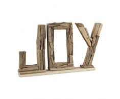 Relaxdays Décoration en bois lettres JOY joie déco de table fait main bois flotté flottant, nature