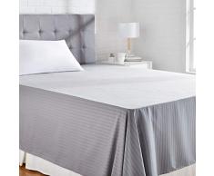 AmazonBasics Drap plat en microfibre haut de gamme Motif rayures, 275 x 275 + 10 cm - Gris foncÃ©