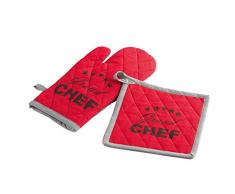 douceur dintérieur gant + manique 17x31cm/20x20cm coton chef etoile rouge