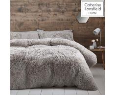 Catherine Lansfield Cuddly Parure pour Couette, Silver, King