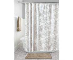 InterDesign Abstract rideau de douche, rideau baignoire 183,0 cm x 183,0 cm en polyester, rideau salle de bain lavable avec 12 Åillets, beige/blanc