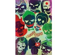 empireposter 742537 DC Comics â Suicide Squad â Faces â Rétro Impression Affiche de Film, Papier, Multicolore, 91,5 x 61 x 0,14 cm